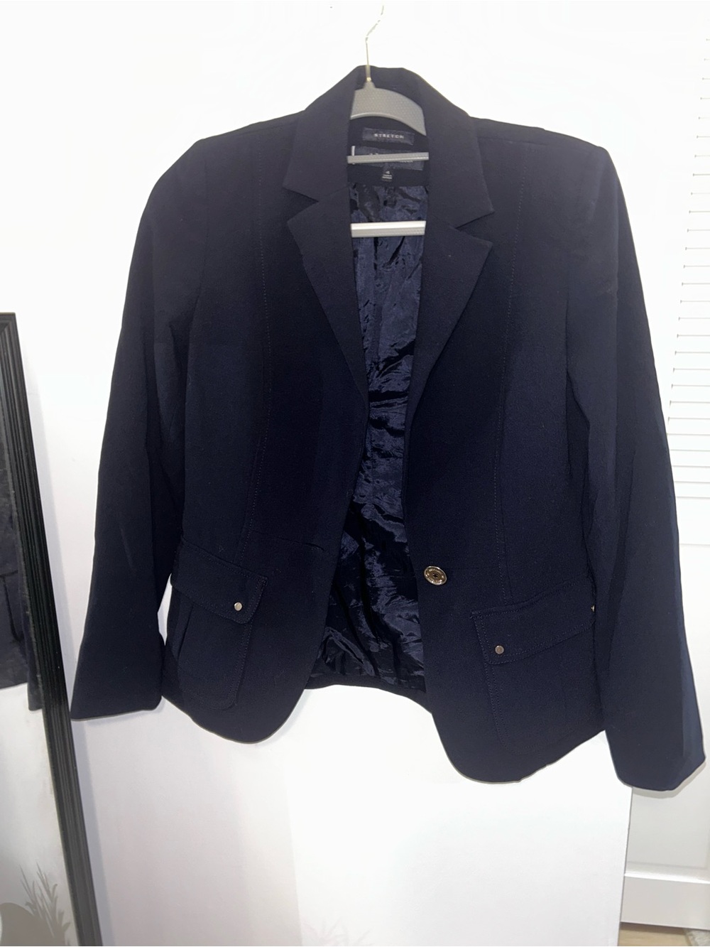 Anne Klein Dark Navy Single-Button Blazer